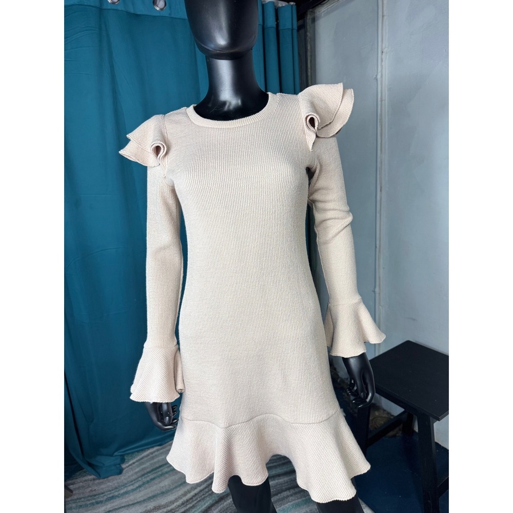 Saylor‎ Free People Ruffle Trim Bell Sleeve Knit Mini Dress Small S